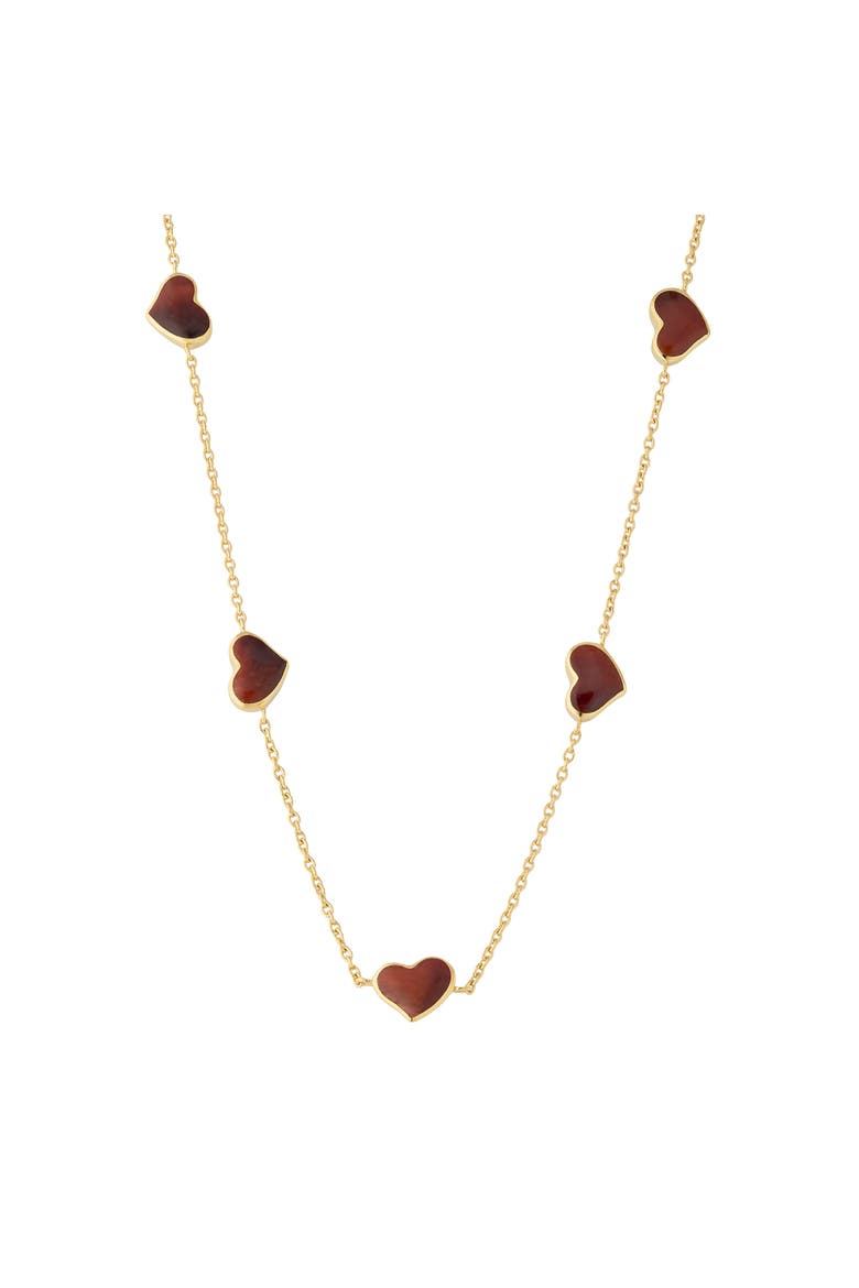 Five Station Heart 30" Necklace Set In Sterling Silver With 18K Gold Overlay, Main, color, RED