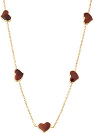 Jan Leslie Five Station Heart 30" Necklace Set In Sterling Silver With 18K Gold Overlay