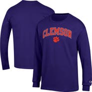 Champion Men's Champion  Purple Clemson Tigers Arch Over Logo Long Sleeve T-Shirt