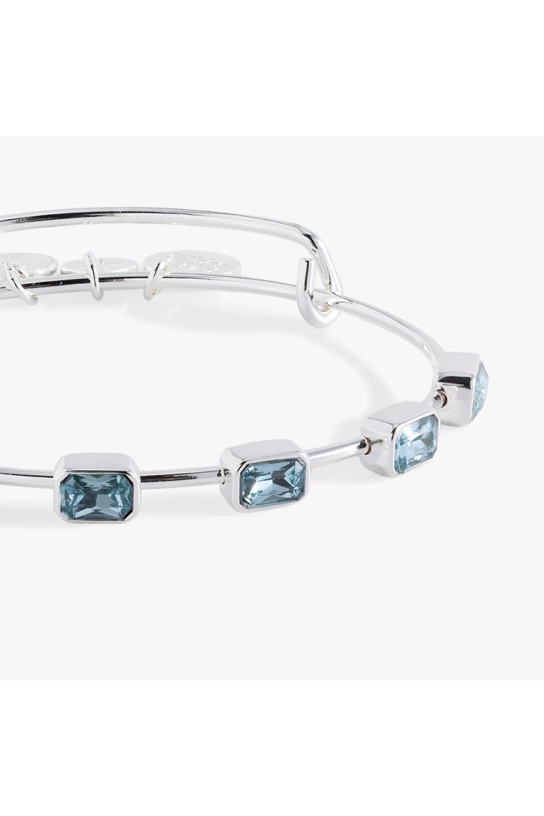 March Birthstone Emerald Cut Bangle, Alternate, color, Silver