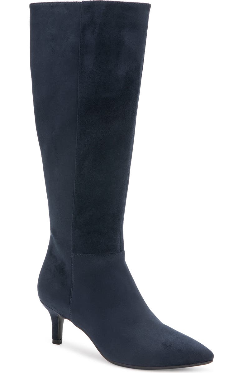 Aerosoles Epic Stretch Kitten Heel Tall Boot, Main, color, Navy Faux Suede