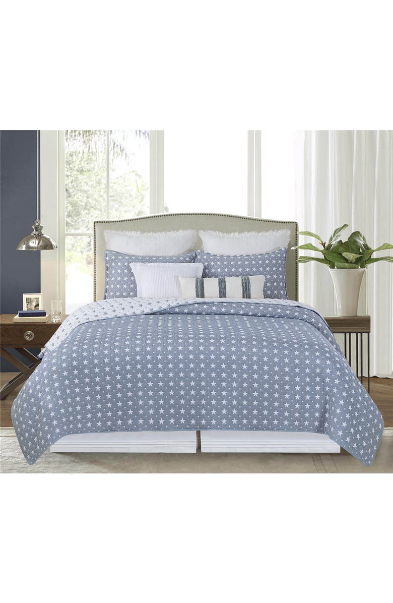 C&F Home Chambray Star Full/Queen3-Piece Quilt Bedding Set, Alternate, color, Blue