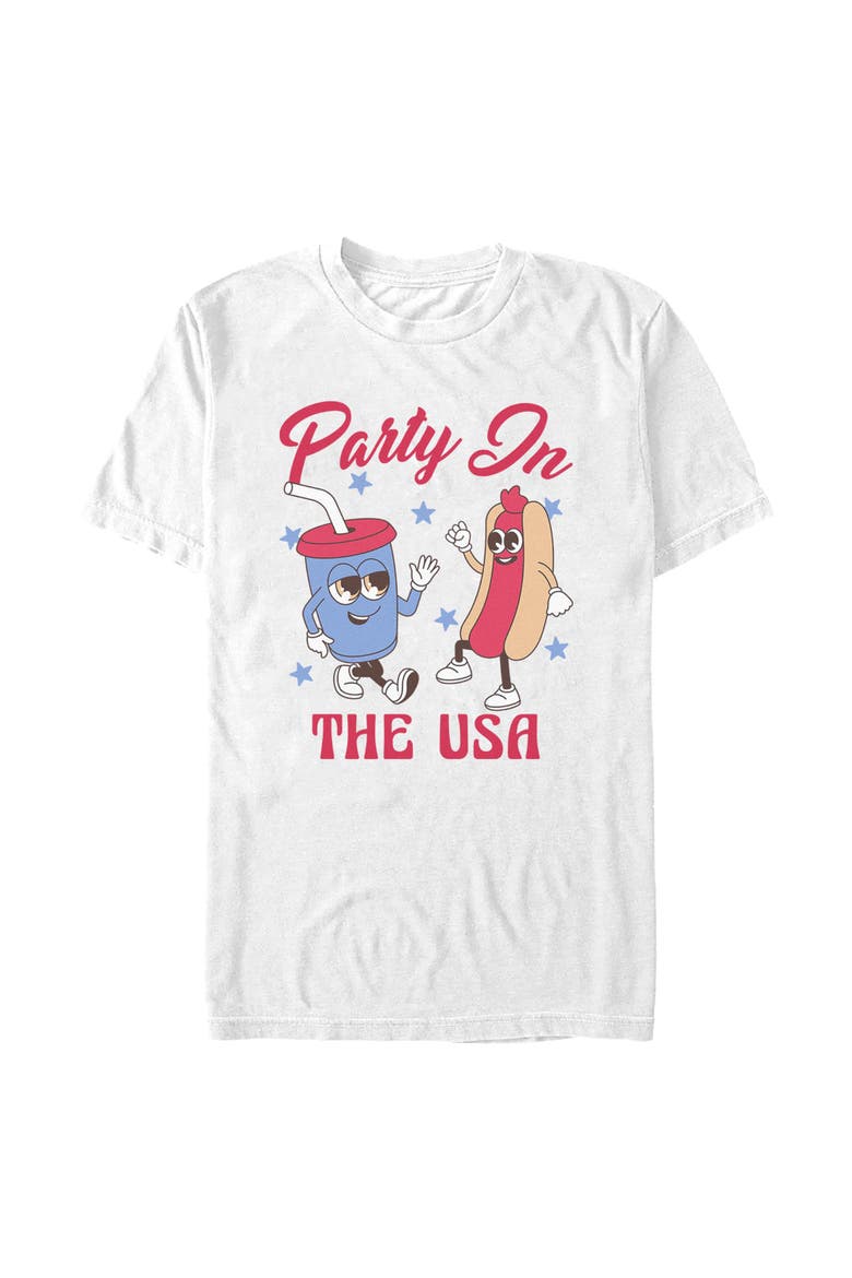Men's Lost Gods Hot Dog Party In the USA  Graphic T-Shirt, Main, color, White
