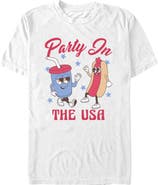 Lost Gods Men's Lost Gods Hot Dog Party In the USA  Graphic T-Shirt