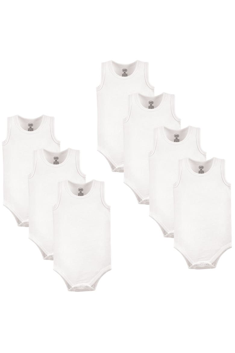 Cotton Sleeveless Bodysuits, Main, color, White