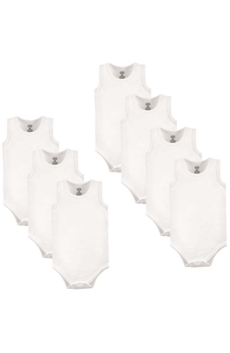 Luvable Friends Cotton Sleeveless Bodysuits, Main, color, White