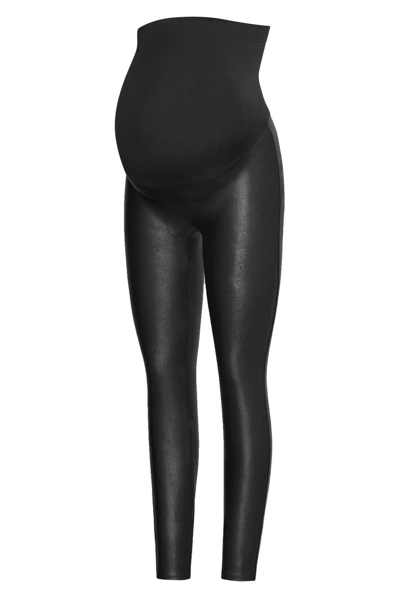 Mama Faux Leather Maternity Leggings, Alternate, color, VERY BLACK