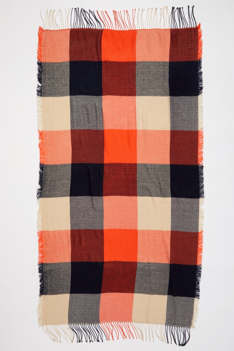 Checkmate Fringe Scarf, Alternate, color, IMPACT ORANGE