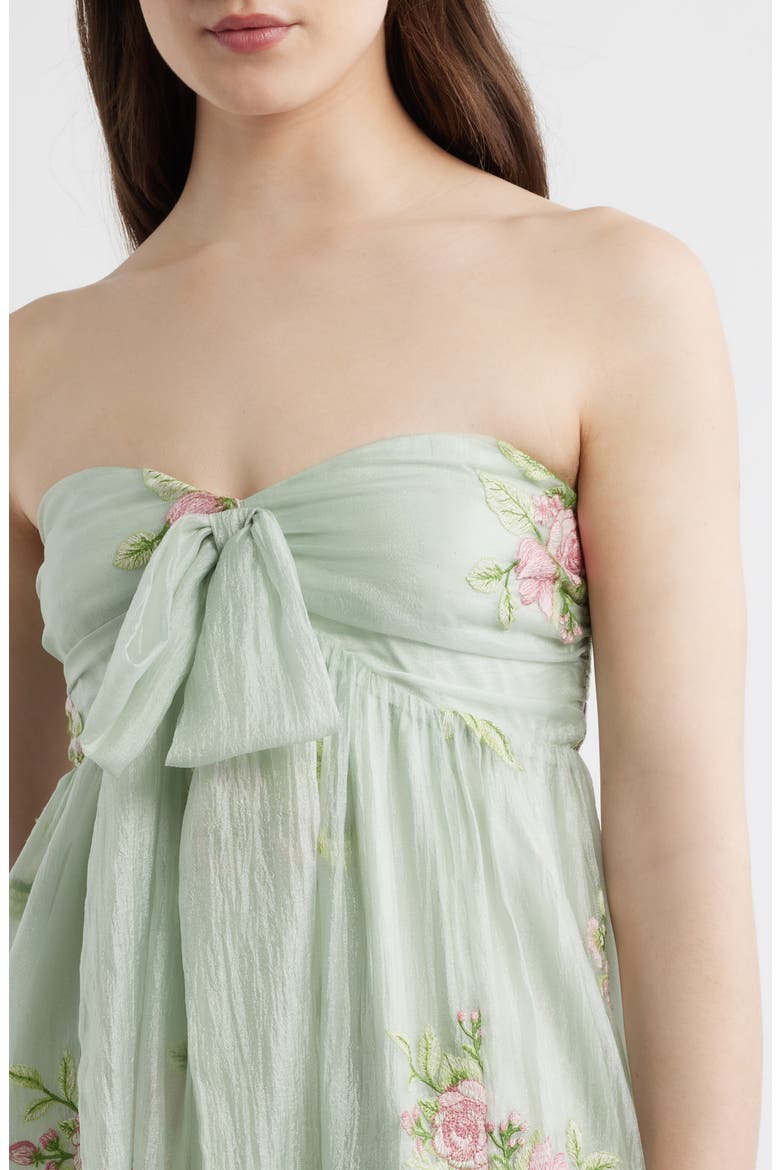 Fiona Floral Embroidery Strapless Dress, Alternate, color, SAGE