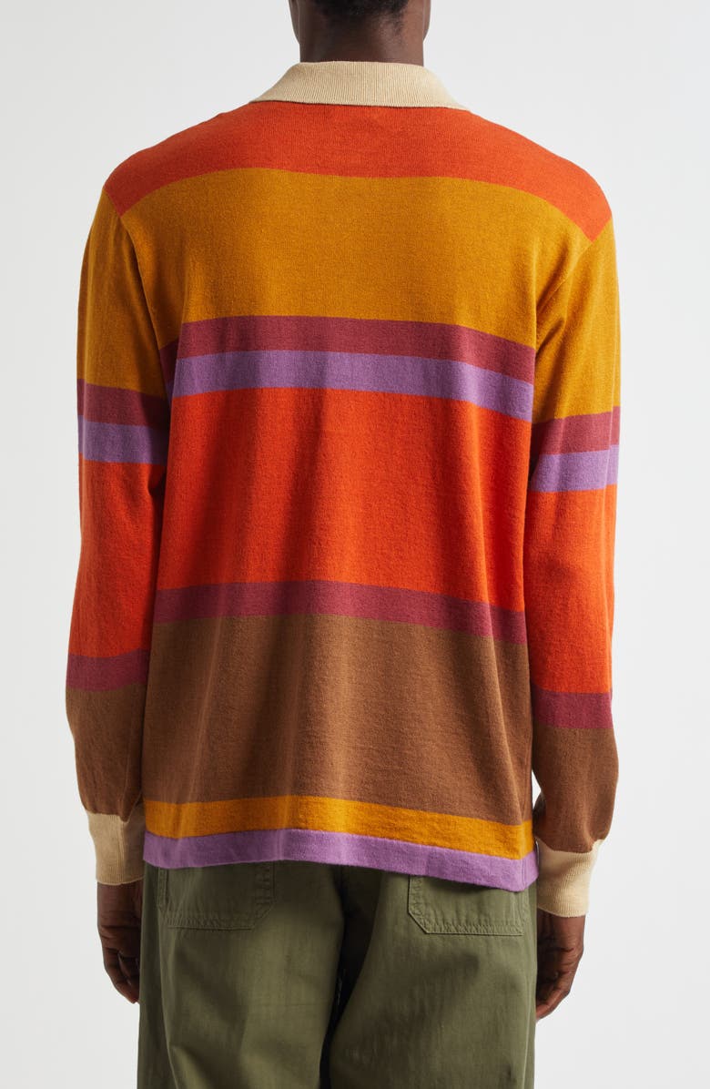 Drake's Linen & Cotton Rugby Shirt, Alternate, color, Orange/ Brown/ Purple