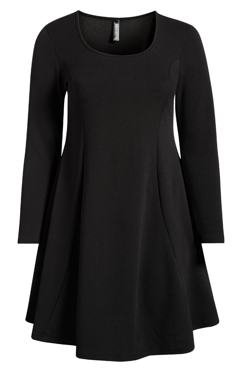 24seven Comfort Apparel Long Sleeve A-Line Dress, Alternate, color, Black