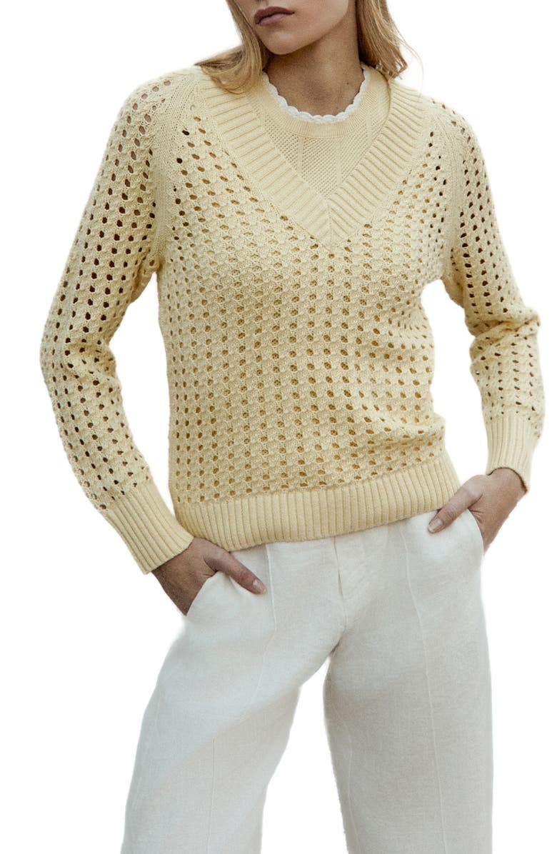 Alp N Rock Kinna Open Stitch Organic Cotton Sweater, Main, color, Soft Yellow