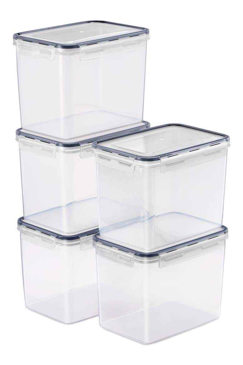 5-Pack Airtight Storage Containers, Main, color, CLEAR