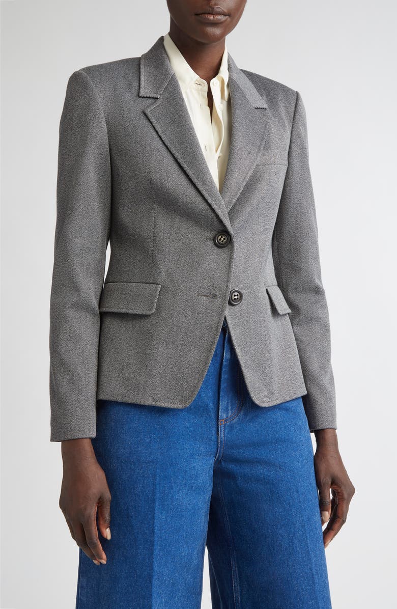 ST. JOHN Mélange Stretch Twill Jacket, Main, color, Medium Grey Melange