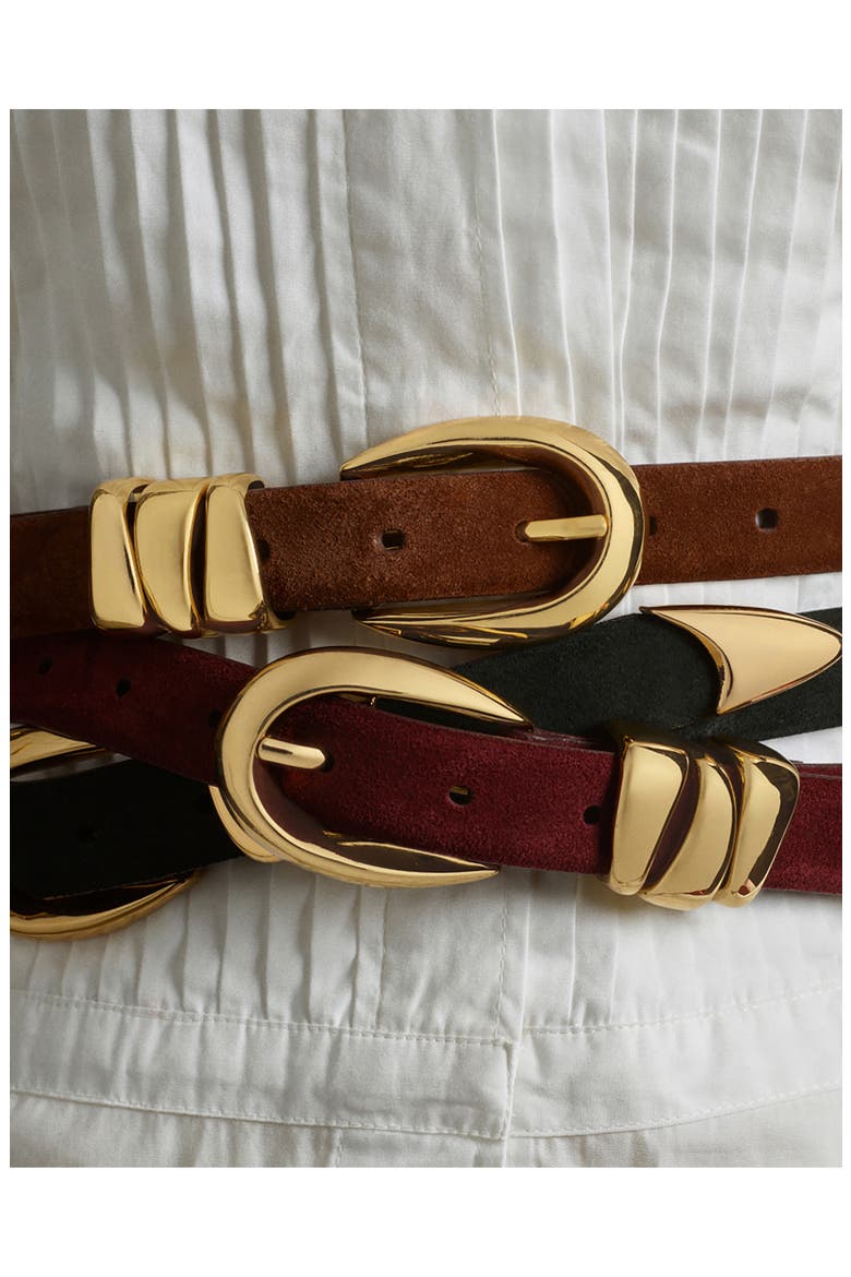 Triple Keeper Suede Belt, Alternate, color, SOFT MAHOGANY