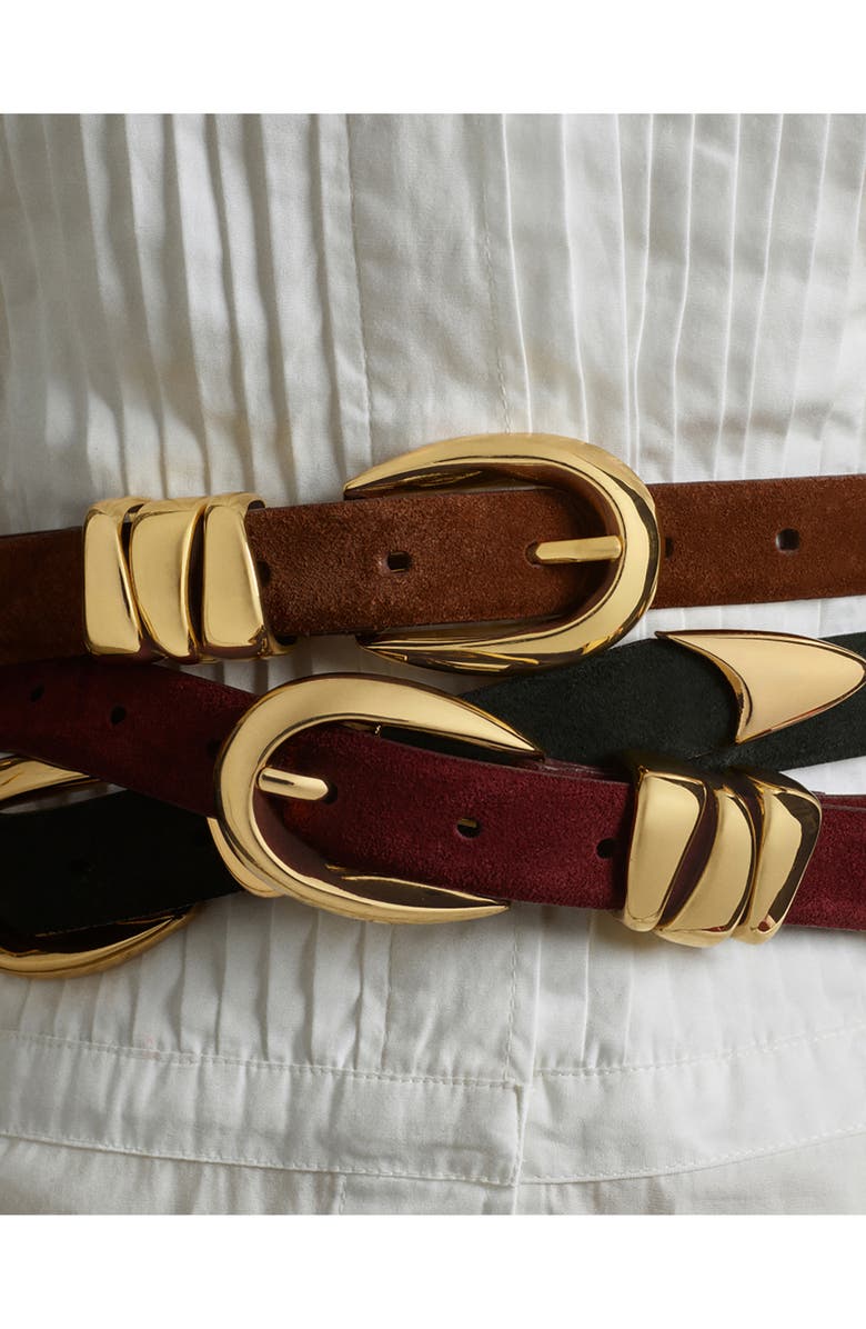 Madewell Triple Keeper Suede Belt, Alternate, color, Soft Mahogany