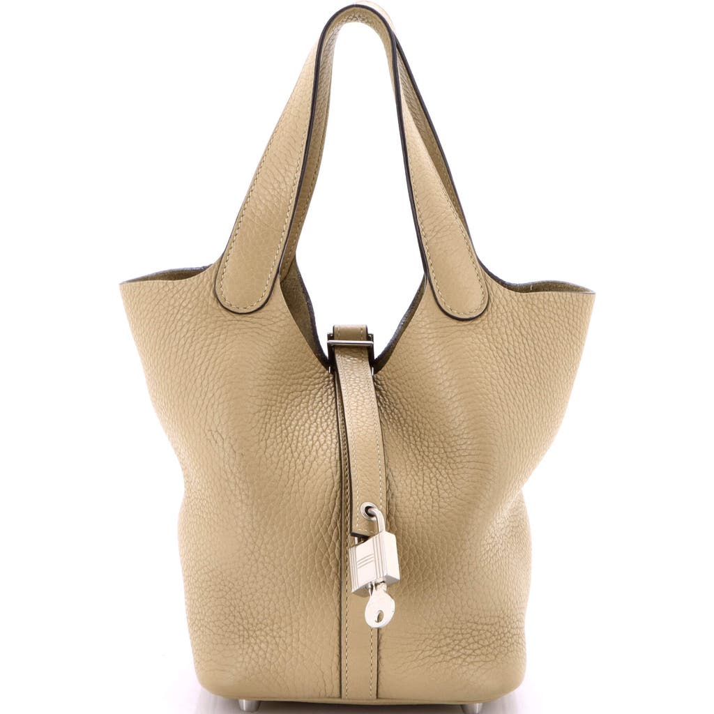 Pre-owned Hermes Hermes Picotin Lock Bag Clemence Pm In Brown