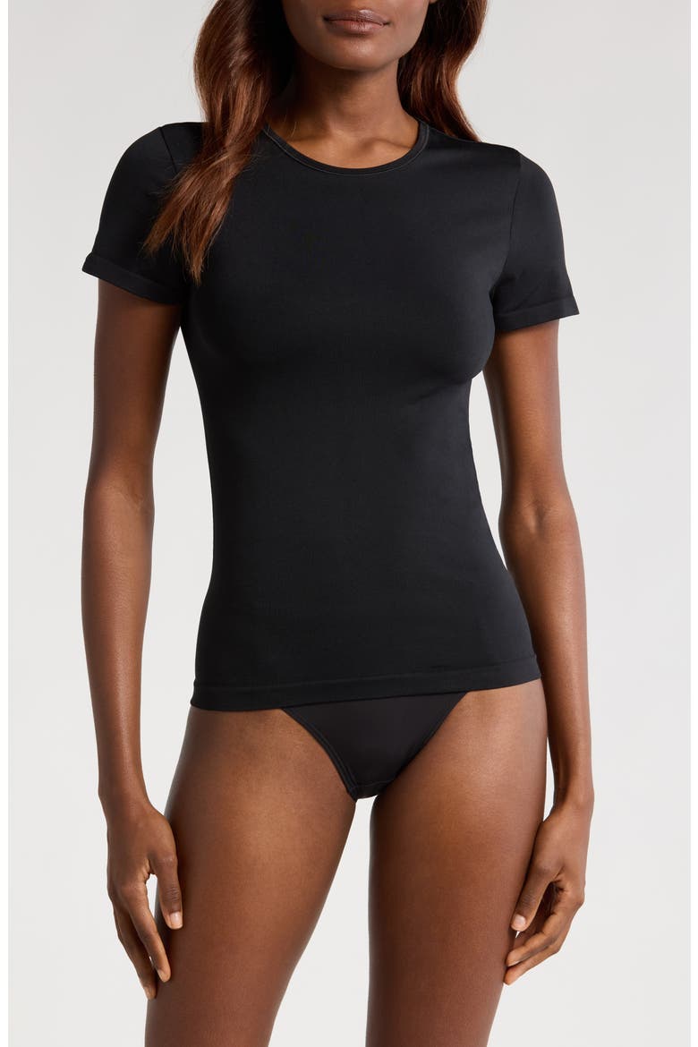 Seamless Layering Tee, Main, color, BLACK