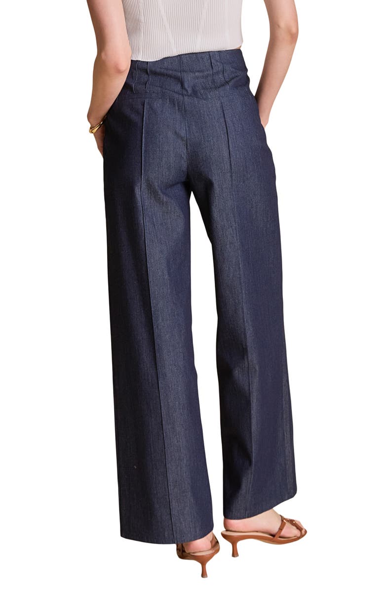 Endless Rose Creased Wide Leg Denim Pants, Alternate, color, Navy Denim