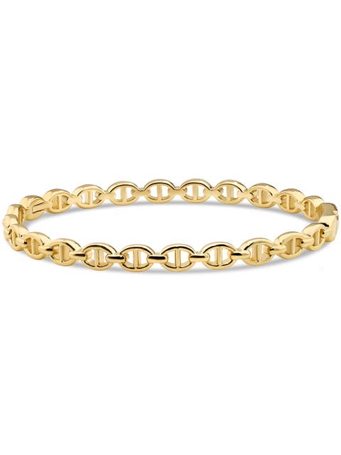 Mariner Anchor Bangle Bracelet in Gold Plated Sterling Silver