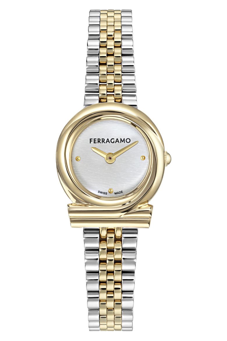 Gancini Twisted Two-Tone Bracelet Watch, 23mm, Main, color, TWO TONE