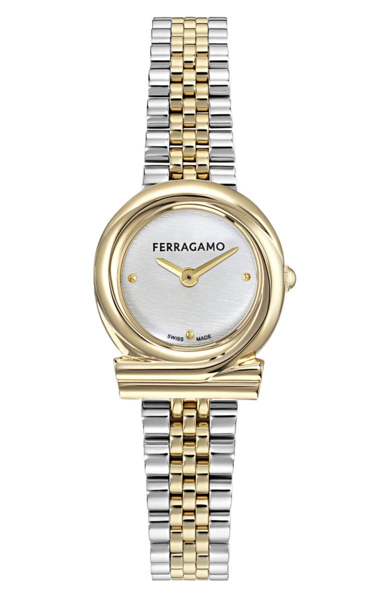 FERRAGAMO Gancini Twisted Two-Tone Bracelet Watch, 23mm, Main, color, Two Tone