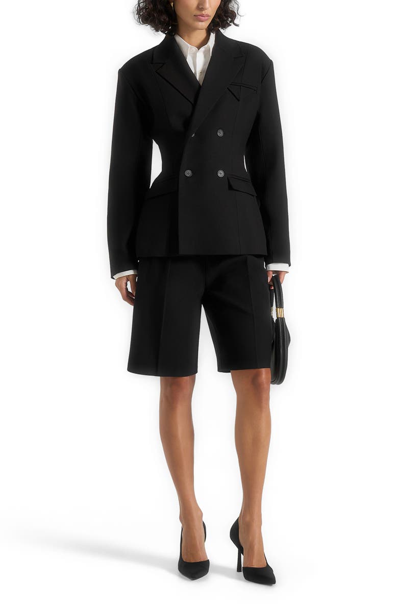 Manière De Voir Maia Double Breasted Blazer, Alternate, color, Black