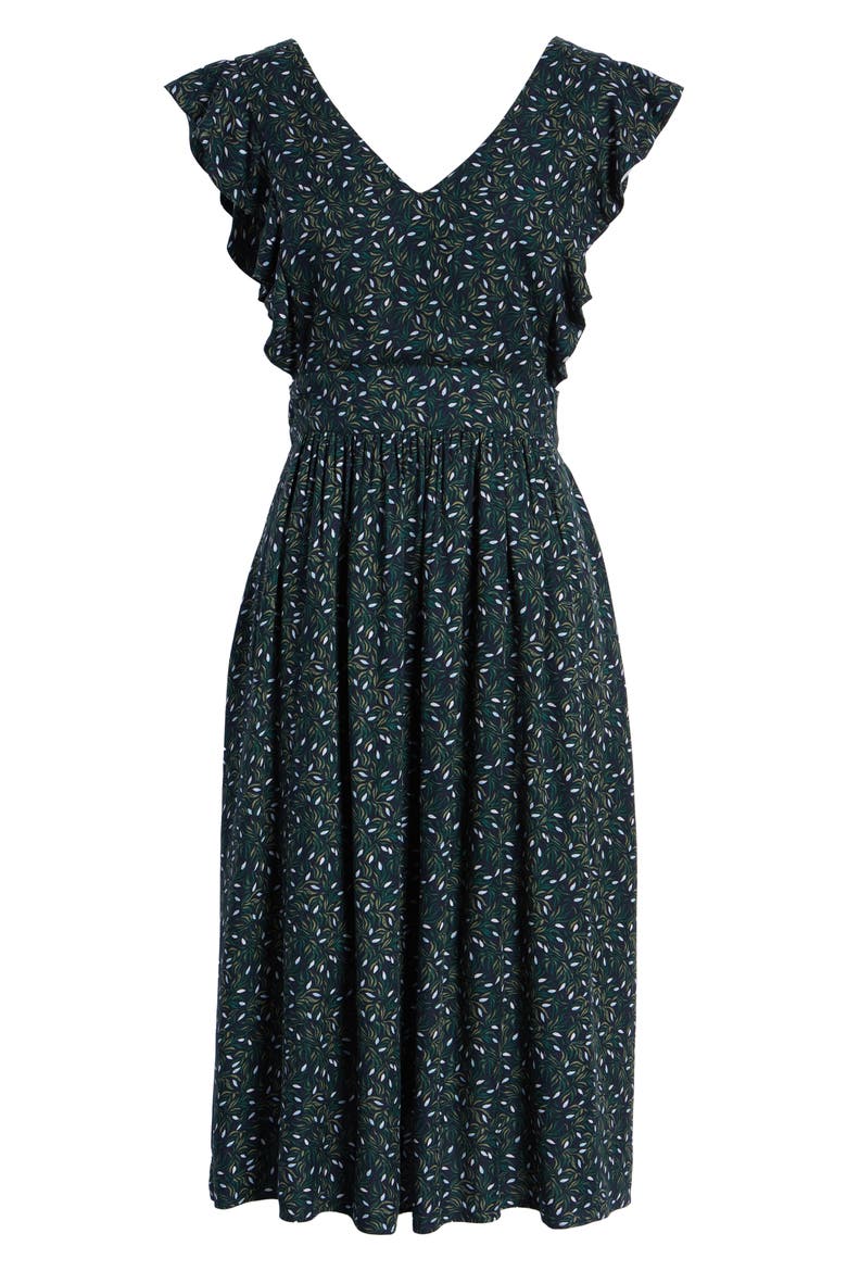 Pinafore Midi Dress, Alternate, color, NAVY NIGHT TRAVELLING MOTIF