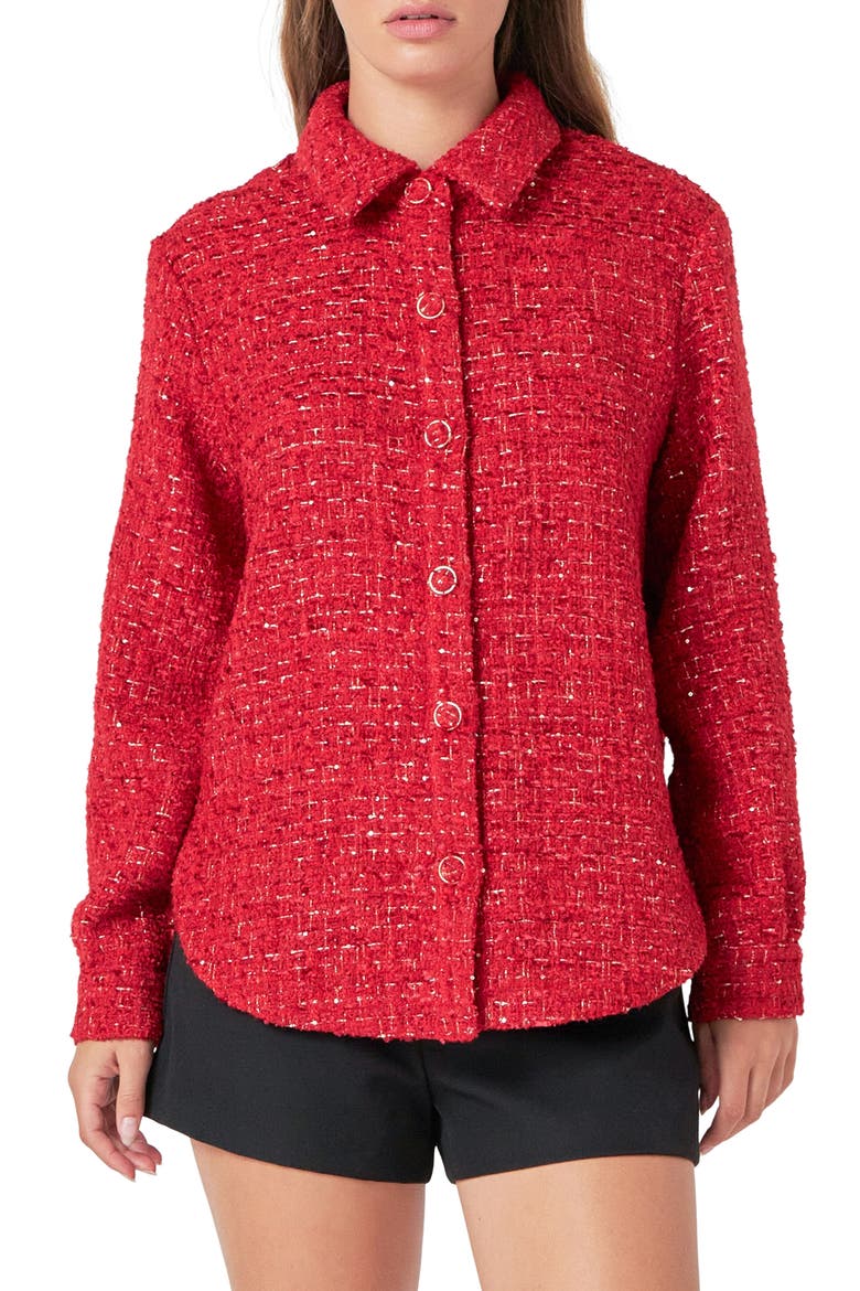Tweed Shacket, Main, color, RED