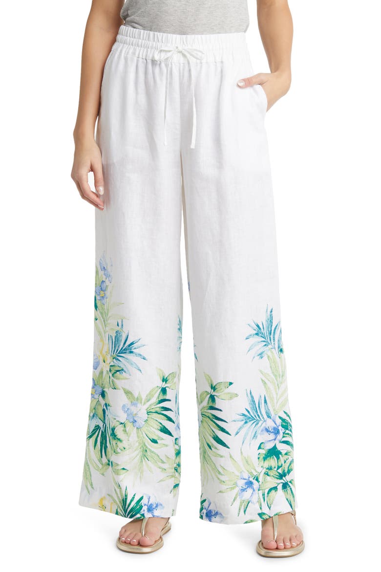 Tropical Retreat Wide Leg Linen Pants, Main, color, WHITE