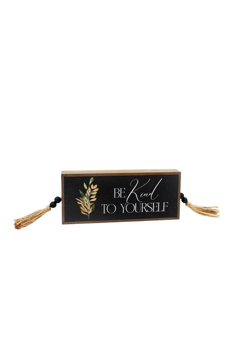 Be Kind to Yourself Word Block Decor, Main, color, Black
