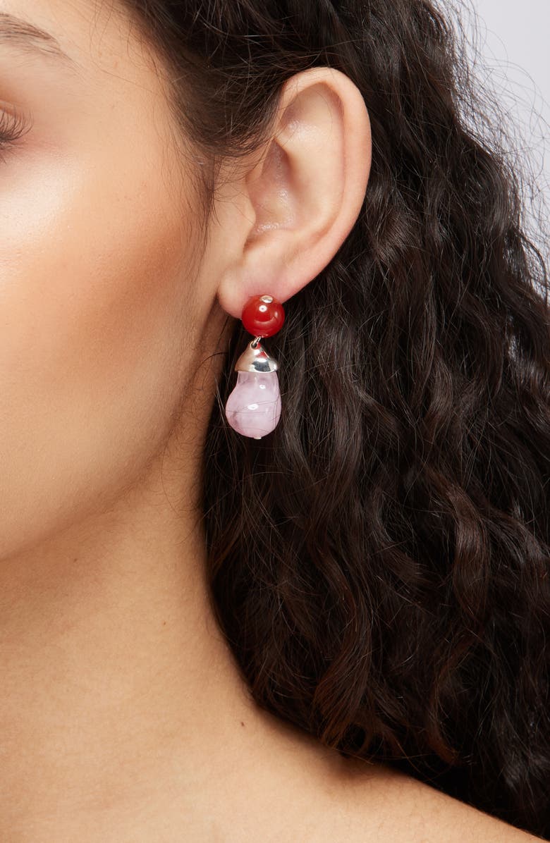 COMPLETEDWORKS Beaded Drop Earrings, Alternate, color, Pink/ Silver Plated