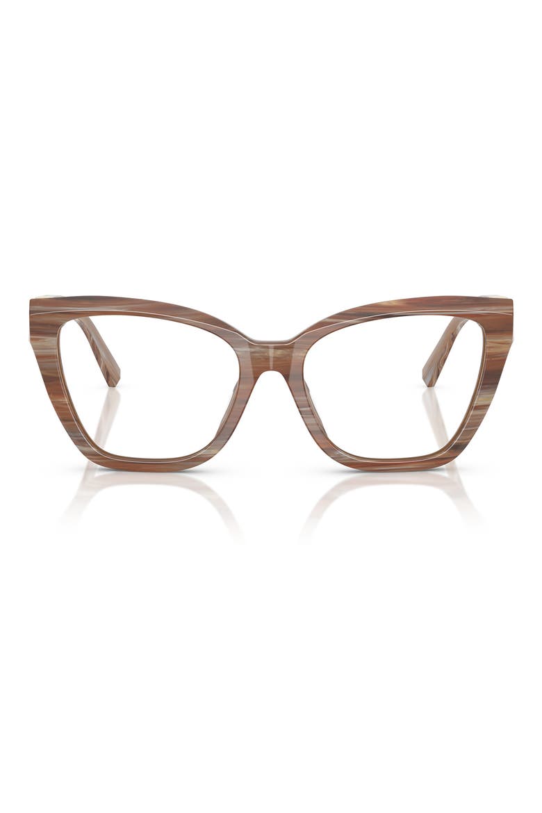 54mm Cat Eye Optical Glasses, Main, color, STRIPED TOPAZ / DEMO LENS