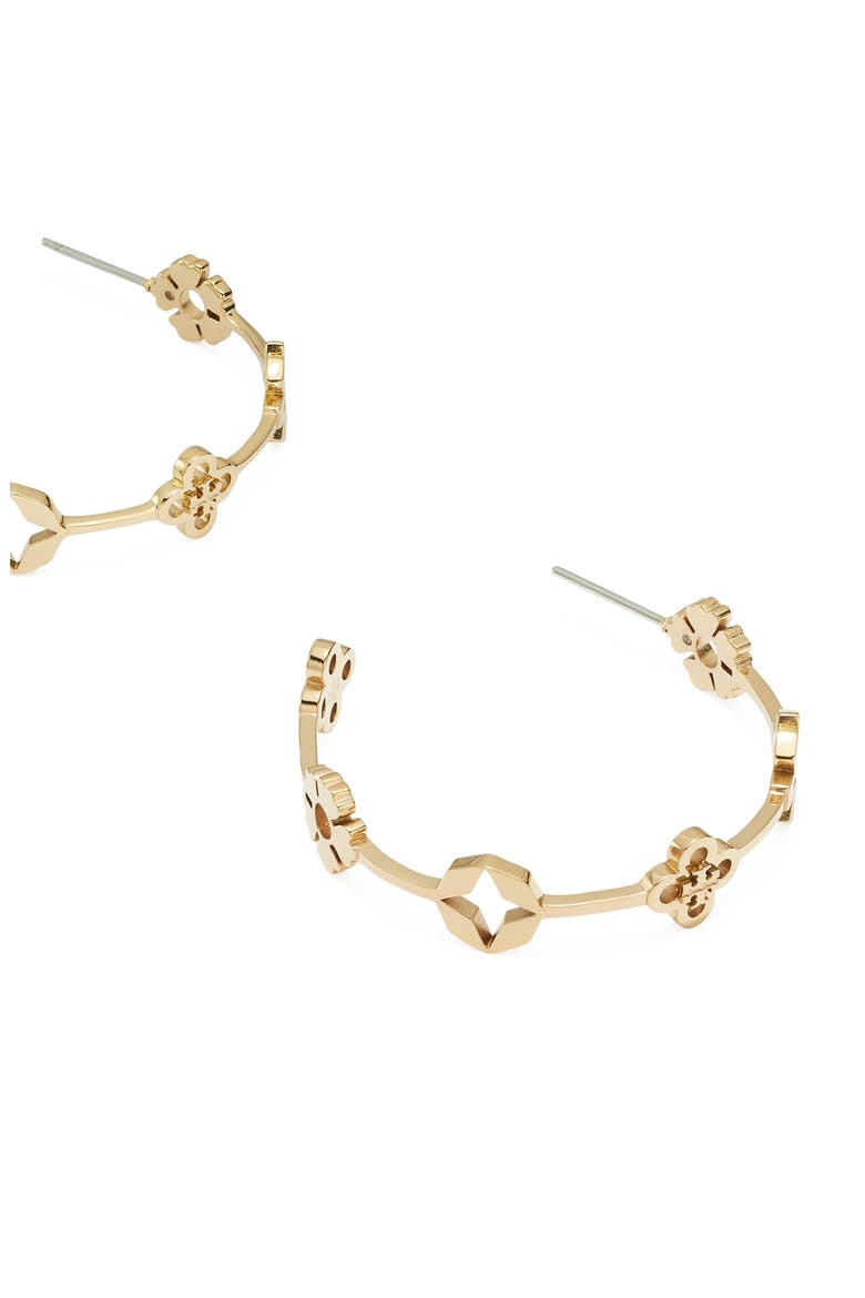 Forget Me Not Hoop Earrings, Alternate, color, TORY GOLD