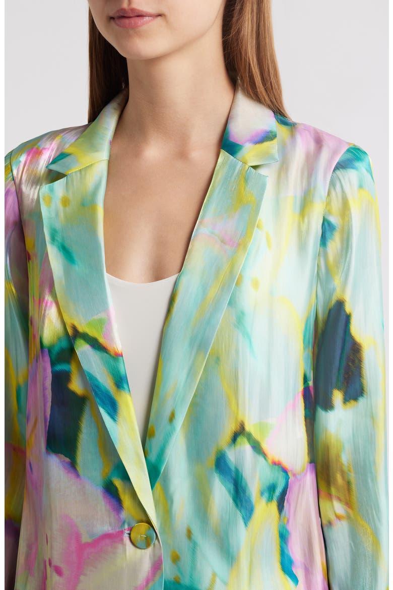 Joan Print One-Button Satin Blazer, Alternate, color, CAPRI MULTI