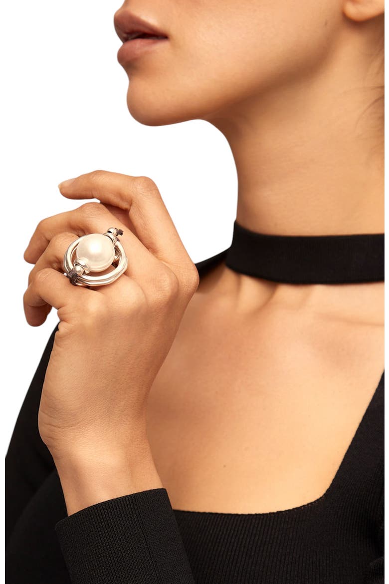 Pearl Leather Fusion Ring, Alternate, color, Silver