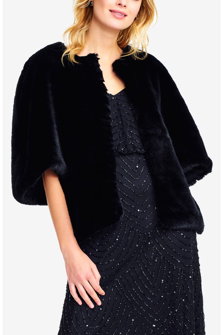 Faux Fur Jacket, Alternate, color, BLACK