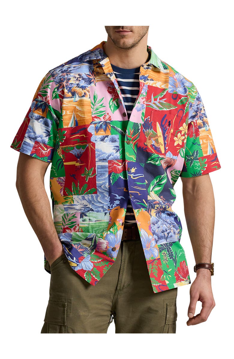 Polo Ralph Lauren Big & Tall Patchwork-Print Oxford Sport Shirt, Main, color, Patchwork
