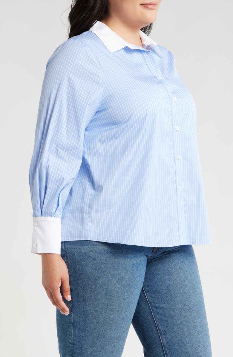 HARSHMAN Caris Shirt, Alternate, color, Blue Pinstripes