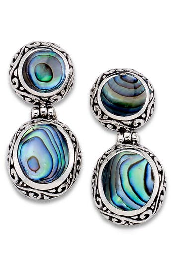 Samuel B. Silver Abalone Drop Earrings In Green/blue