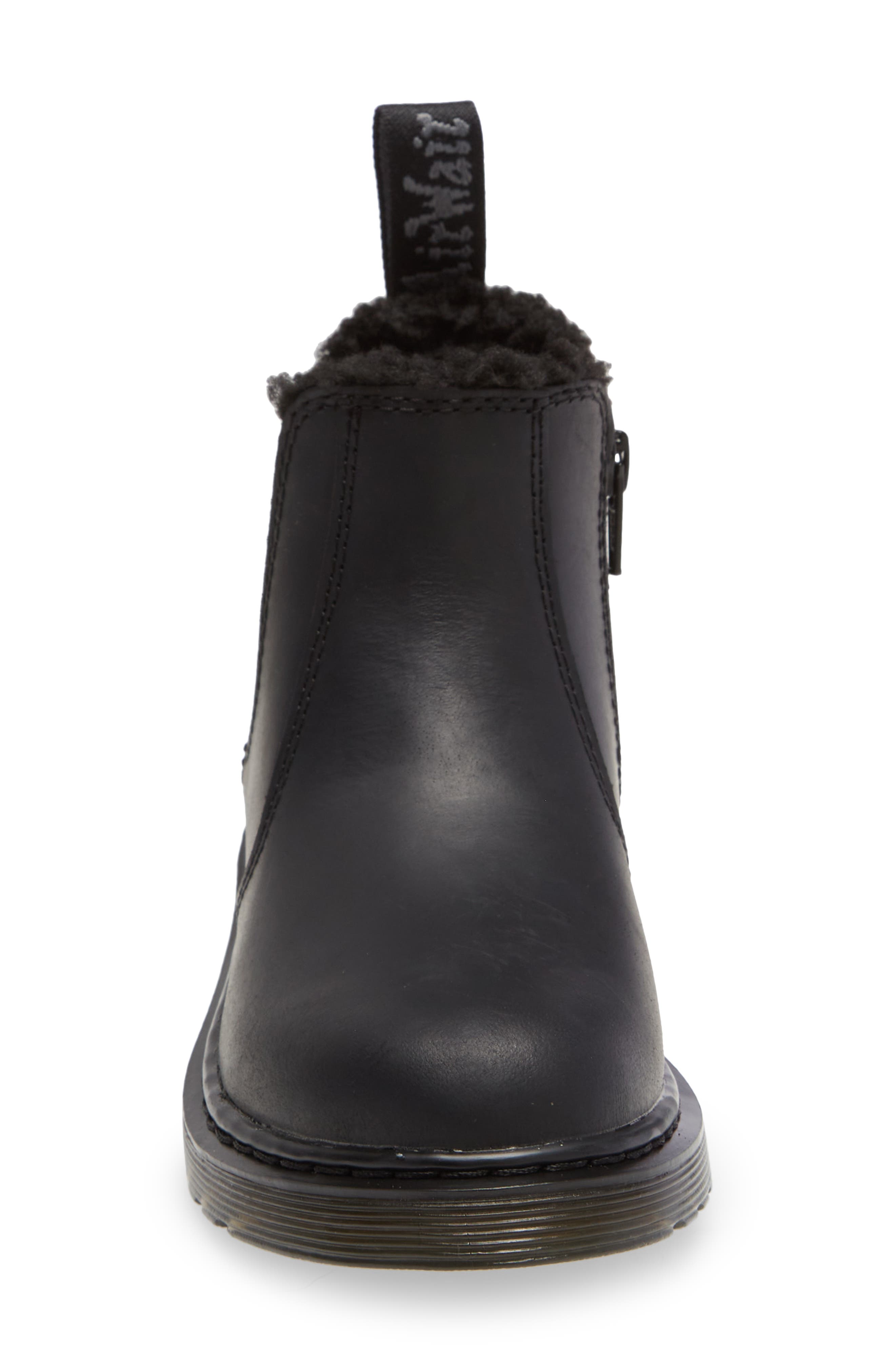 Dr. Martens 2976 Leonore Mono Faux Fur Lined Chelsea Boot, Alternate, color, Black