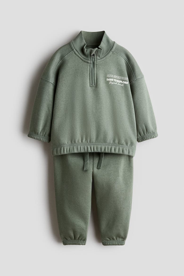 2-Piece Brushed-Inside Sweatshirt And Joggers Set, Main, color, Khaki green/Dare to Explore