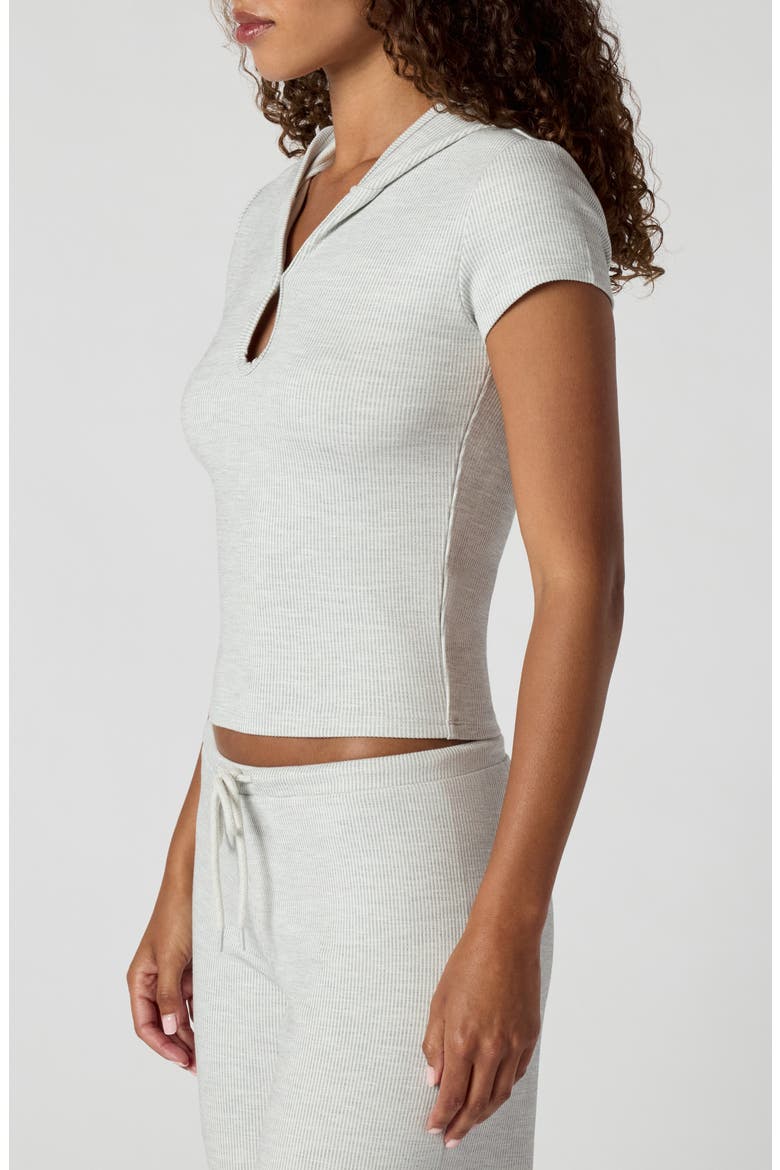 Ribbed Jersey Hooded Cutout T-Shirt, Alternate, color, HEATHER ICE