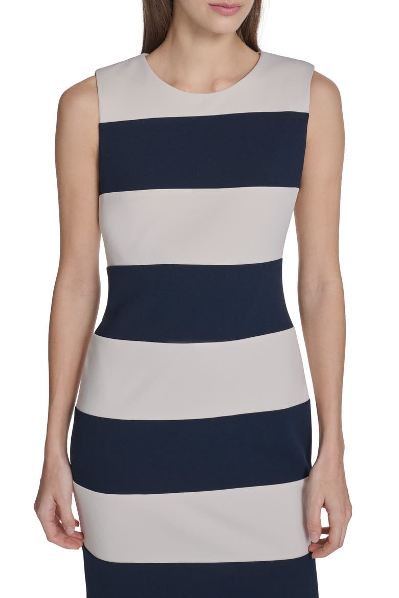 Stripe Sleeveless Sheath Dress, Alternate, color, INDIGO/ STONEY BEIGE