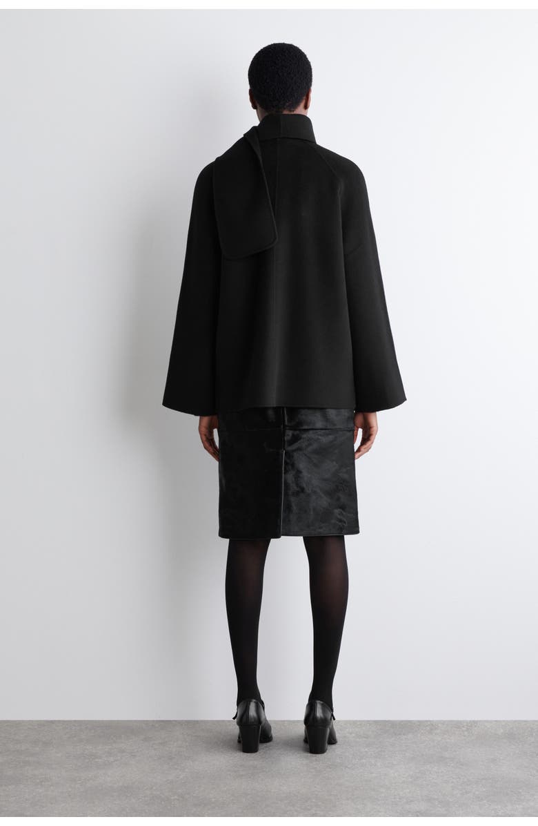 COS Double-Faced Wool Scarf Short Jacket, Alternate, color, Black