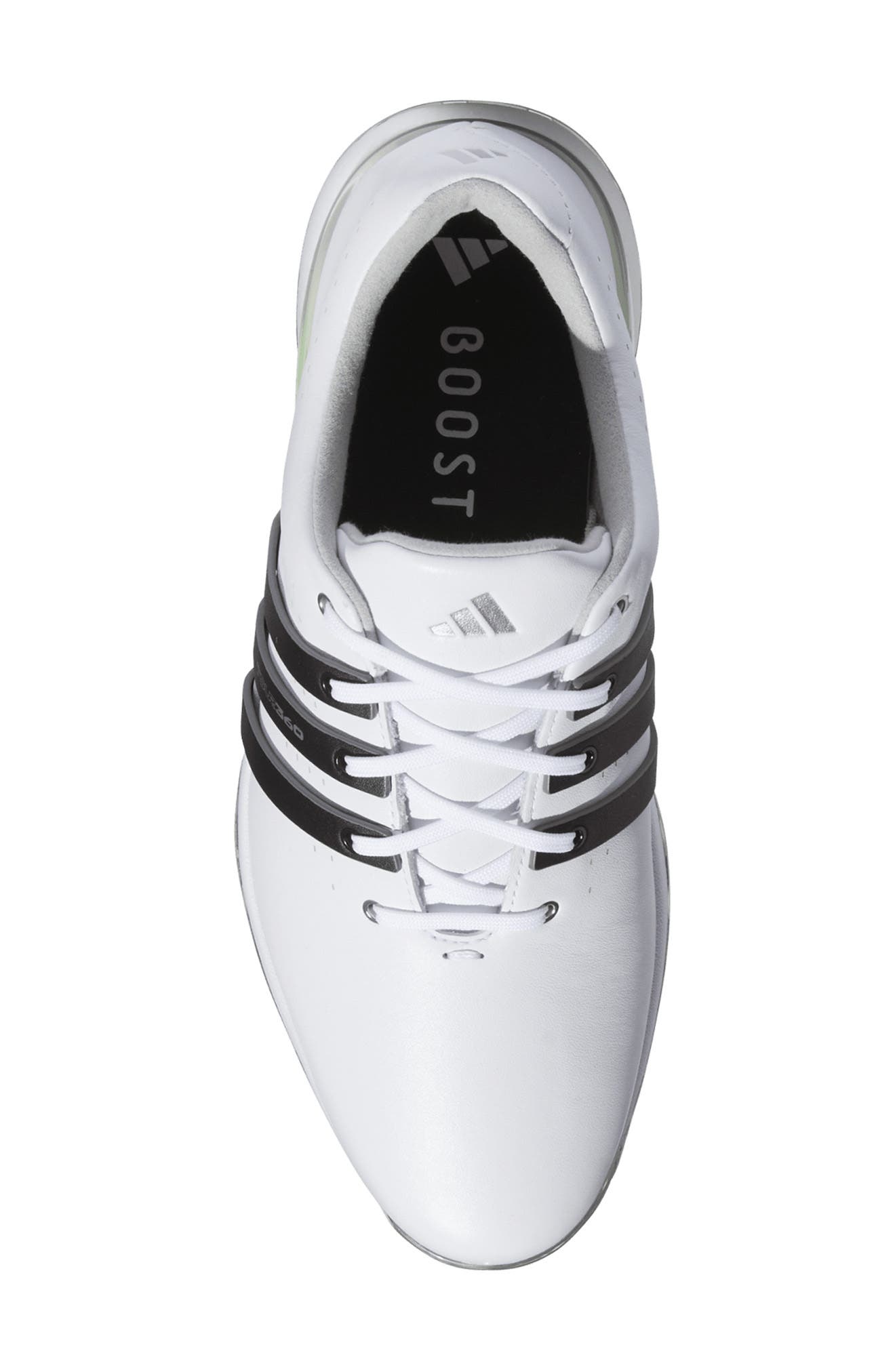 adidas Tour360 24 Boost<sup>™</sup> Golf Shoe, Alternate, color, White/ Black/ Green Spark