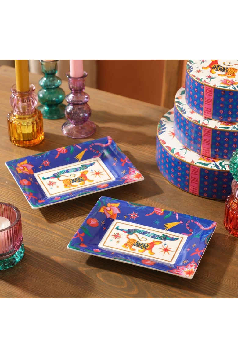 Shekou Porcelain Decorative Tray Set Of 2, Alternate, color, Blue