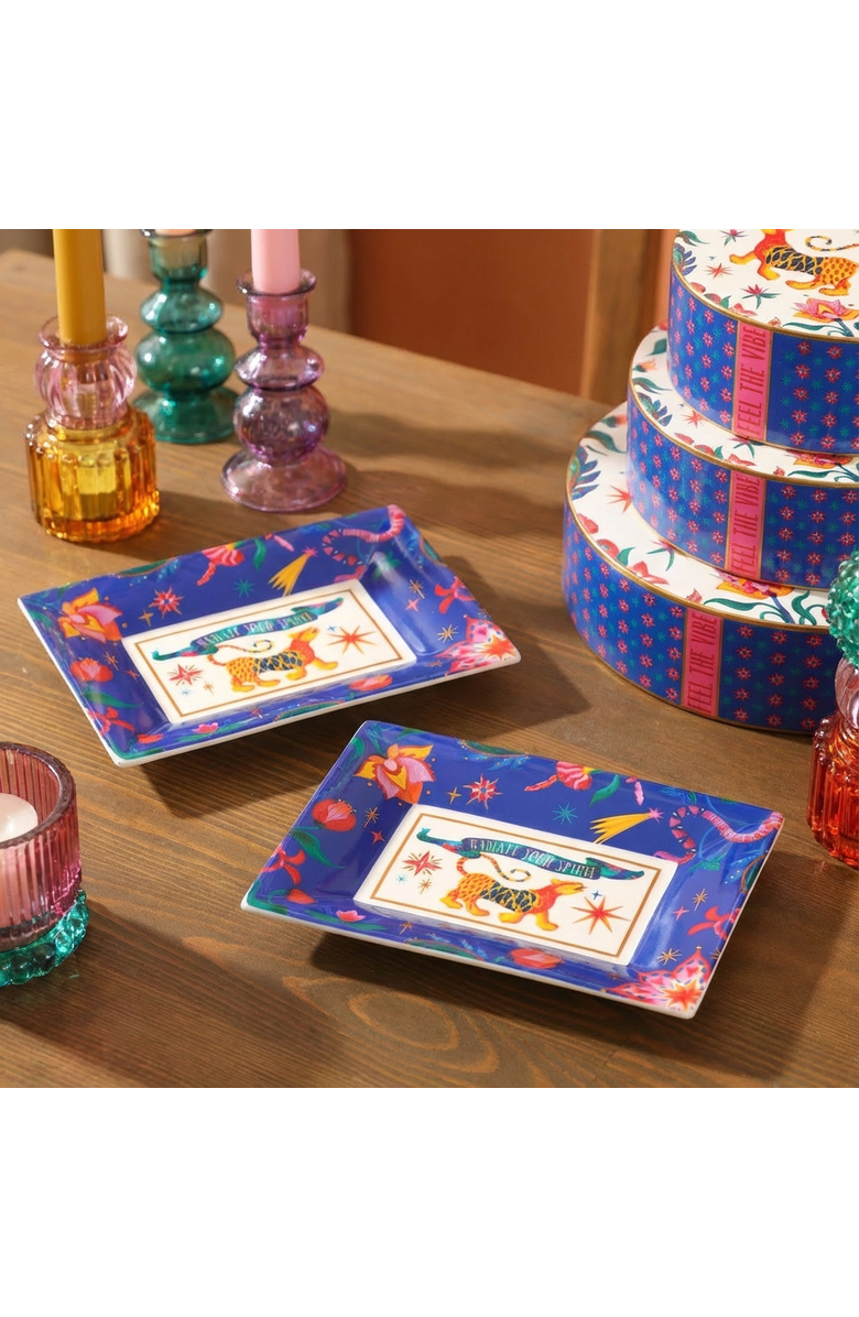 Zsa Zsa Zsu Shekou Porcelain Decorative Tray Set Of 2, Alternate, color, Blue