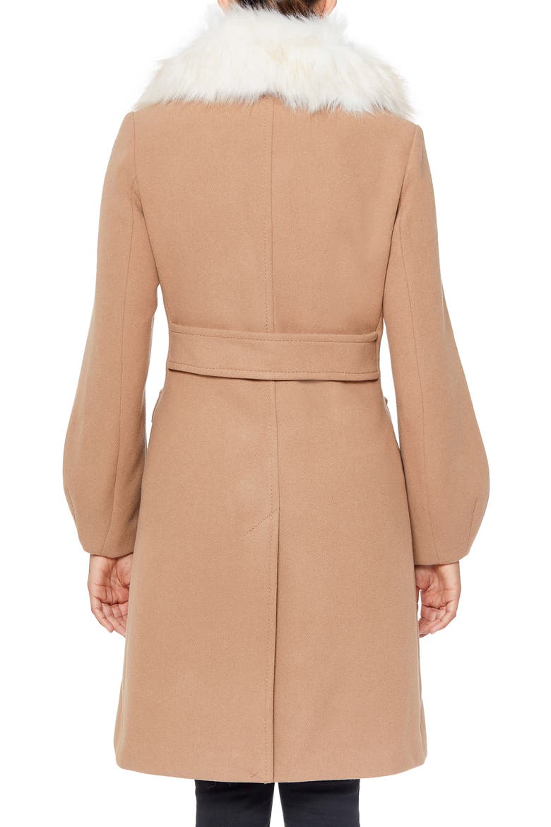 wool blend coat with faux fur collar, Alternate, color, CAMEL CREAM COMBO