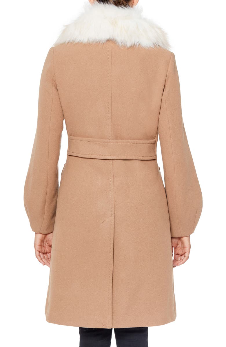 Kate Spade New York wool blend coat with faux fur collar, Alternate, color, 